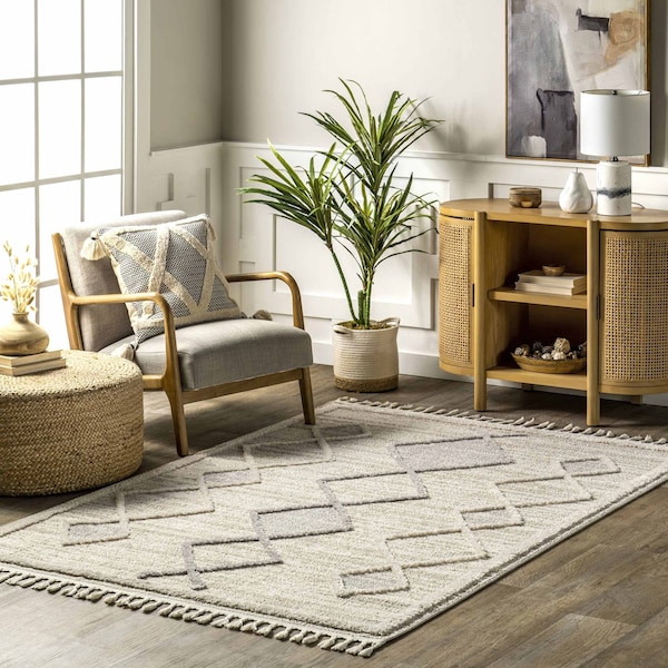 Nuloom Blanche Moroccan Lattice Tasseled Area Rug 4ft x 6ft KKLR29A-406 - main